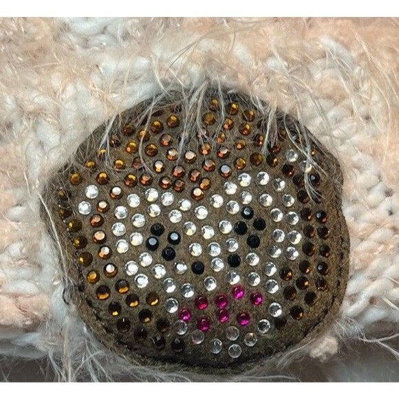 The Children's Place Pink Fuzzy Knit Beanie PomPom Hat Emoji Patches Youth XL - Picture 3 of 14